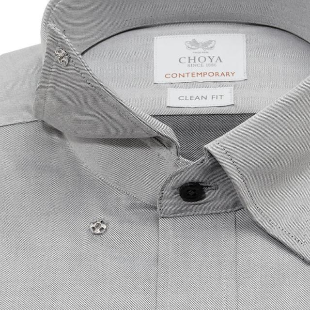 長袖 ワイシャツ メンズ 綿100％ 形態安定加工 グレー 無地 スナップダウン CHOYA CON【CLD902-280】_4