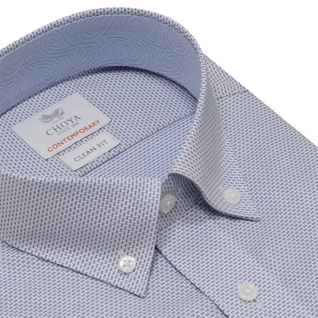 半袖シャツ ワイシャツ メンズ 綿100％ 形態安定加工 ブルー ドビー ボタンダウン CHOYA 【CLN405-250】_4