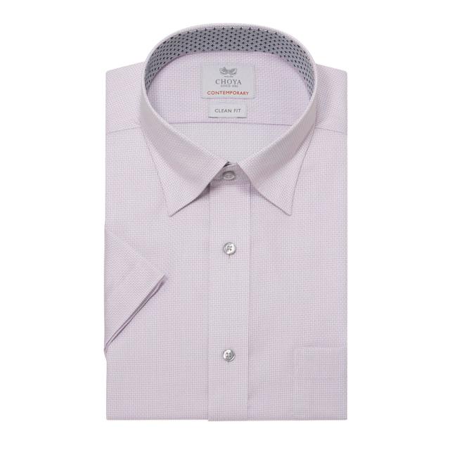 半袖シャツ ワイシャツ メンズ 綿100％ 形態安定加工 パープル ドビー スナップダウン CHOY【CLN408-260】
