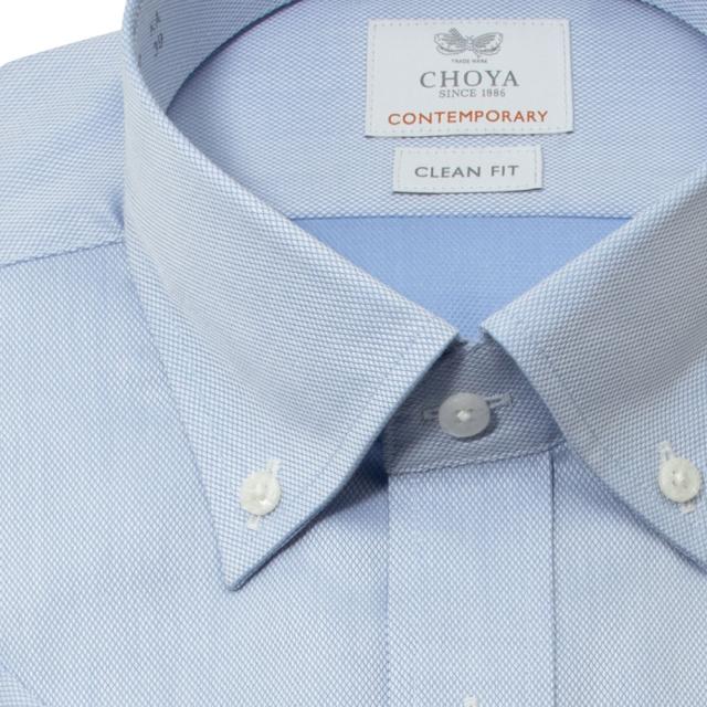 半袖シャツ ワイシャツ メンズ 綿100％ 形態安定加工 ブルー ドビー ボタンダウン　CHOYA CONTEMPORARY 【CLN600-250】_3