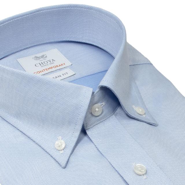 半袖シャツ ワイシャツ メンズ 綿100％ 形態安定加工 ブルー ドビー ボタンダウン　CHOYA CONTEMPORARY 【CLN600-250】_4
