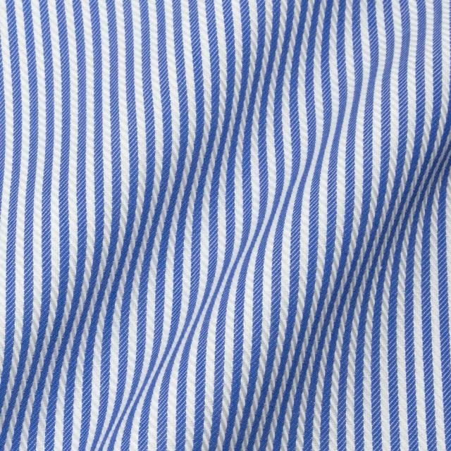 半袖シャツ ワイシャツ メンズ 綿100％ 形態安定加工 ブルー ストライプ スナップダウン CHOYA CONTEMPORARY【CLN601-450】_2