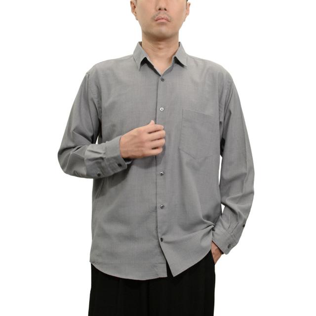 シャツ カジュアルシャツ グレー 無地 メンズ レーヨン とろみ リラックス ゆったり CHOYA NEXT【CNE900-280】