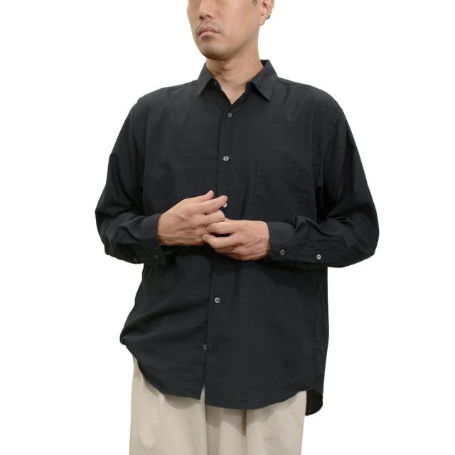 シャツ カジュアルシャツ ブラック 黒 無地 メンズ レーヨン とろみ リラックス ゆったり CHOYA NEXT【CNE900-285】