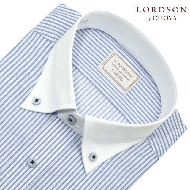LORDSON by CHOYA ロードソン 長袖 ワイシャツ メンズ 形態安定加工 ブルー ストラ【COD932-450】_1