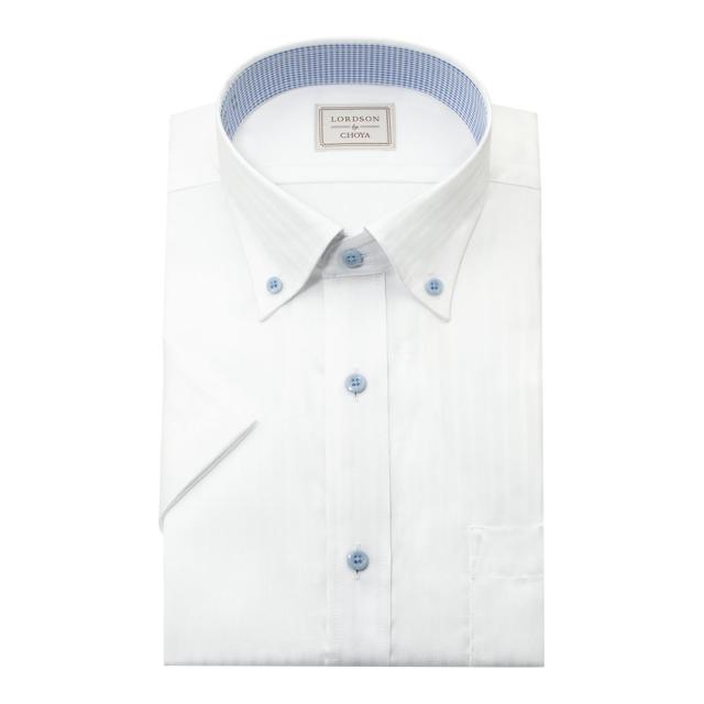 LORDSON by CHOYA 半袖 ワイシャツ メンズ 夏 形態安定加工 白 ホワイト ドビー 【CON610-200】