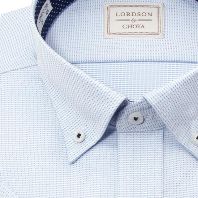 LORDSON by CHOYA 半袖 ワイシャツ メンズ 夏 形態安定加工 ブルー ドビー ボタン【CON610-250】_3