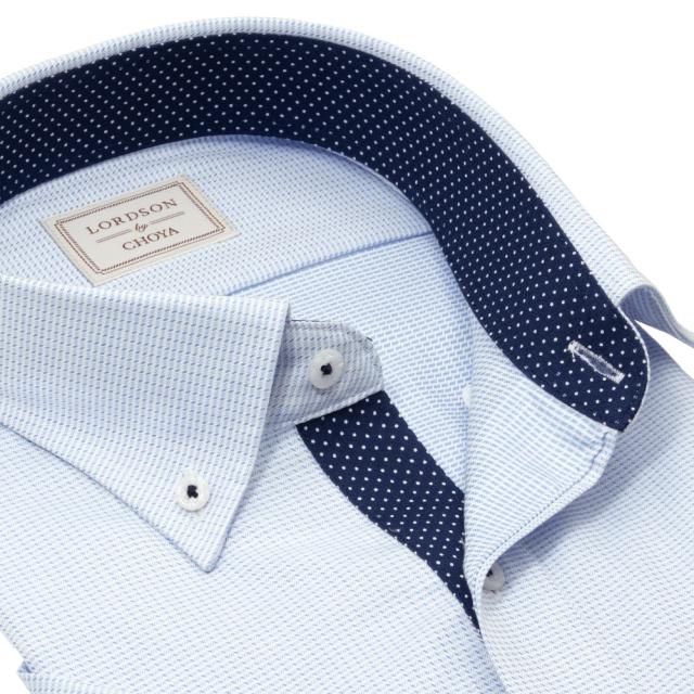 LORDSON by CHOYA 半袖 ワイシャツ メンズ 夏 形態安定加工 ブルー ドビー ボタン【CON610-250】_4