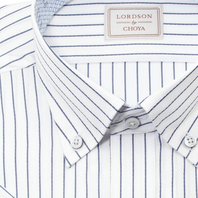 LORDSON by CHOYA 半袖 ワイシャツ メンズ 夏 形態安定加工 ブルー　ストライプ ボ【CON610-455】_3