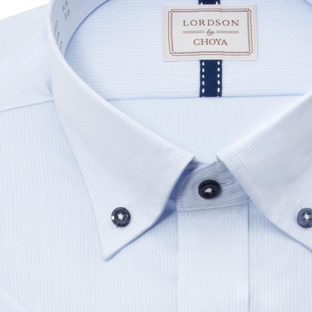LORDSON by CHOYA 半袖 ワイシャツ メンズ 夏 形態安定加工 ブルー ドビー ストラ【CON611-250】_3
