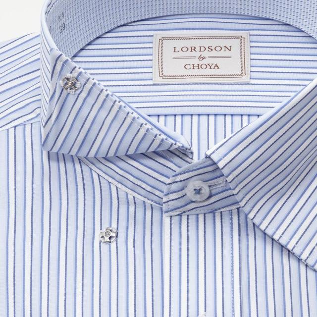LORDSON by CHOYA 半袖 ワイシャツ メンズ 夏 形態安定加工 ブルー ストライプ ス【CON612-450】_3