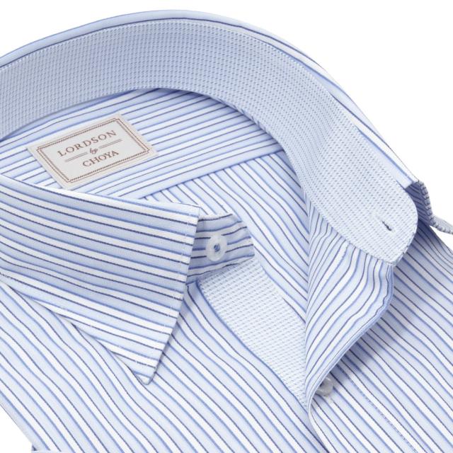 LORDSON by CHOYA 半袖 ワイシャツ メンズ 夏 形態安定加工 ブルー ストライプ ス【CON612-450】_4