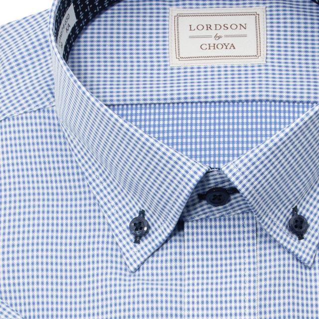 LORDSON by CHOYA 半袖 ワイシャツ メンズ 夏 形態安定加工 ブルー ドビー ボタン【CON614-650】_3