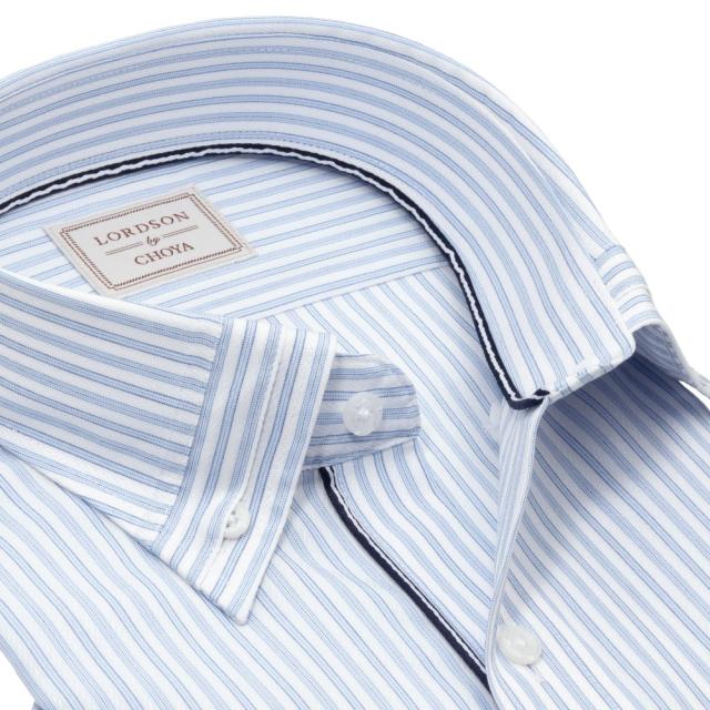 LORDSON by CHOYA 半袖 ワイシャツ メンズ 夏 形態安定加工 ブルー ストライプ ボ【CON615-450】_4
