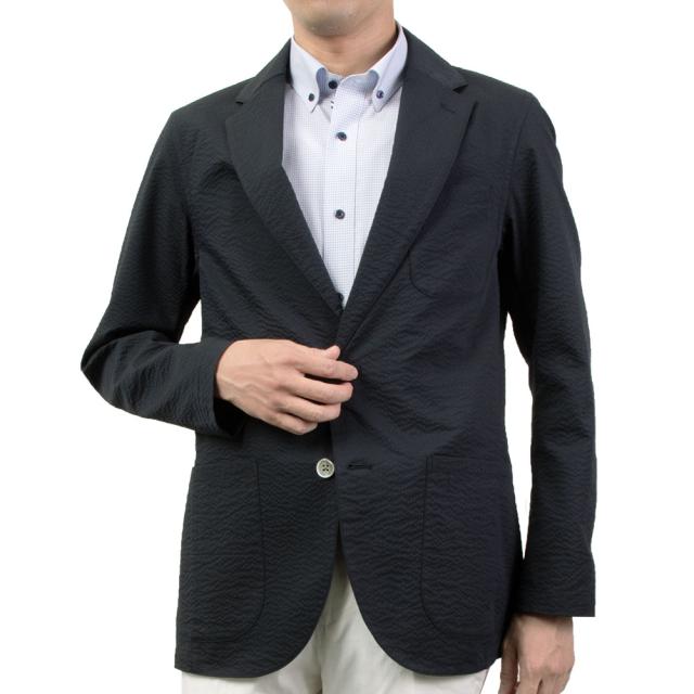 ジャケット シアサッカー カジュアル オフィスカジュアル クールビズ ネイビー CHOYA URBA【CUF303-155】