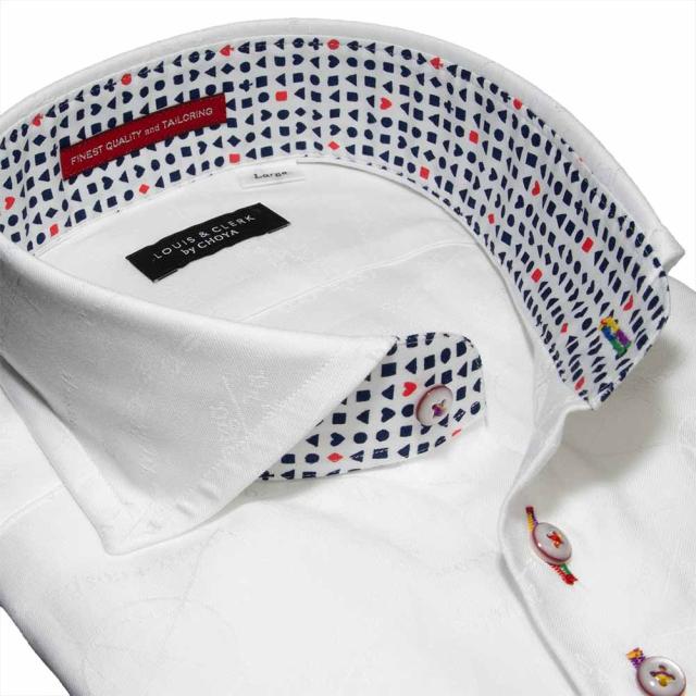 国産 長袖 綿100% ドレスシャツ レギュラーフィット カッタウェイ