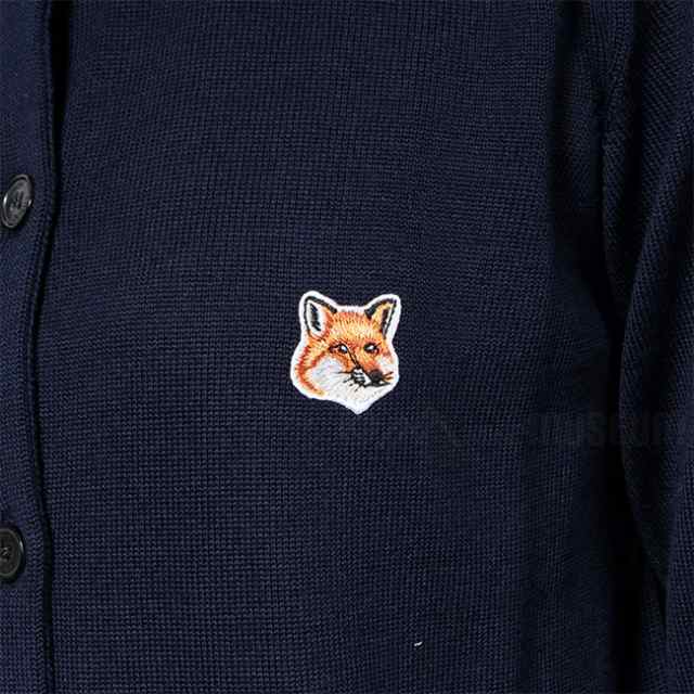 【新品未使用】 MAISON KITSUNE メゾンキツネ カーディガン FOX HEAD PATCH ADJUSTED R-NECK CARDIGAN HW00521KT1036 【Sサイズ/ANTHRACITE MELANGE】