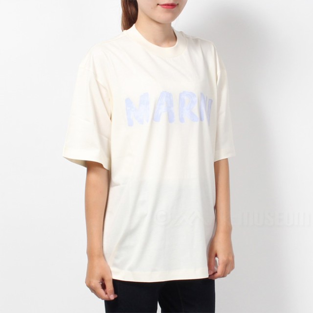 MARNI マルニ ホワイト ロゴ入りオーガニックコットン製Tシャツ