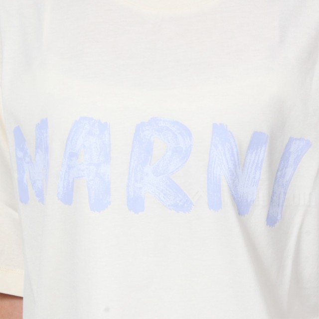 MARNI マルニ ホワイト ロゴ入りオーガニックコットン製Tシャツ