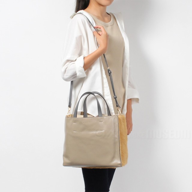 【新品未使用】 MARNI マルニ トート ショルダー ハンドバッグ MUSEO SOFT BAG ミュゼオソフトバッグ SHMP0069U7P4122 【CAMEL/CORK/ASH】