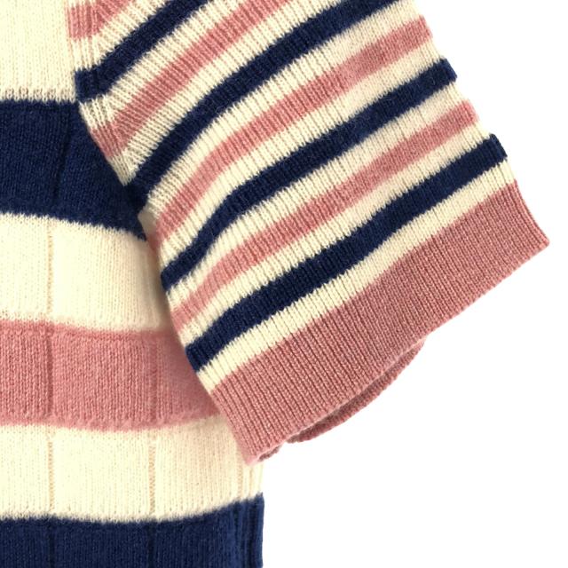 シャネル CHANEL ココマークボタン ニット ボートネック 半袖 ボーダー カシミヤ オフホワイト ネイビー ブラック P45628K05700 レディース 中古 CHANEL(シャネル) ボーダー半袖ニットP45628K05700 P45628K05700
