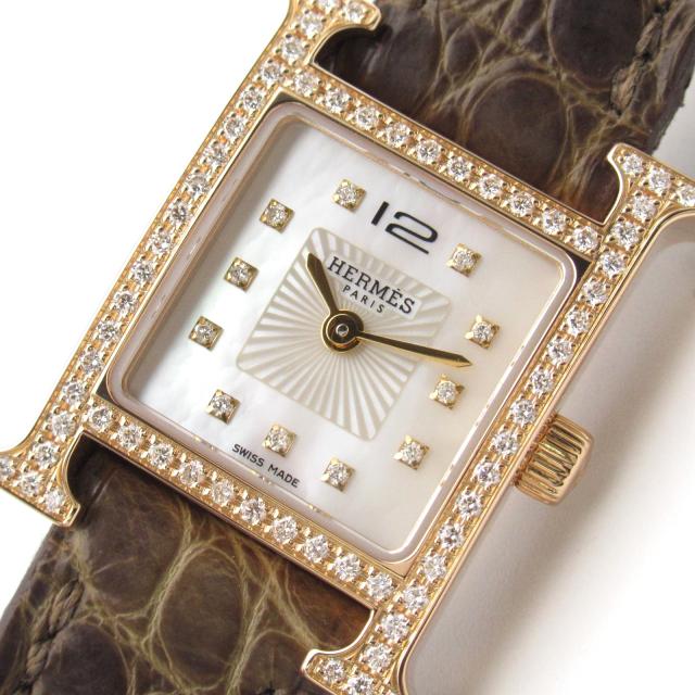 エルメス HERMES Hウォッチミニ ベゼルダイヤ/11Pダイヤ 腕時計 時計  