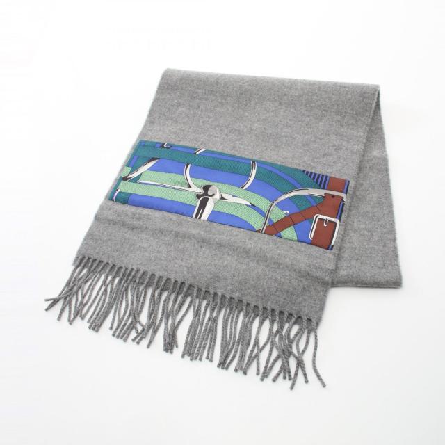 【美品】エルメス　カシミア　シルク　マフラー　H ロゴ HERMES】Hロゴ アレルトゥール マフラー カシミア シルク - メルカリ