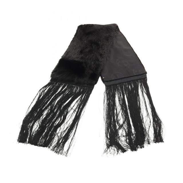 グッチ GUCCI マフラー 衣料品 シルク ビーバー レディース ブラック系 117054 【中古】