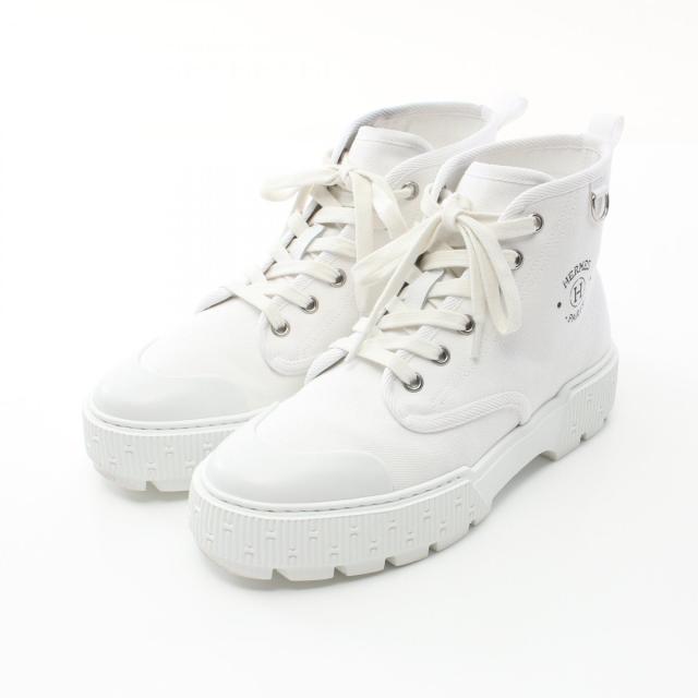 エルメス HERMES イティネレール ブーツ 靴 キャンバス レディース ホワイト系 【中古】