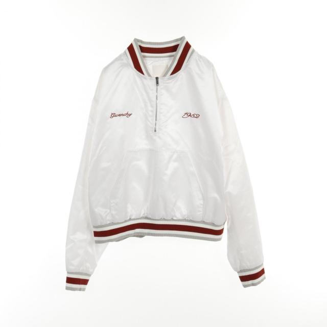 ジバンシィ GIVENCHY シャイニーブランドロゴ ボンバープルオーバー ブルゾン 衣料品 アウター ナイロン メンズ ホワイト系 BM016N15EH 【中古】