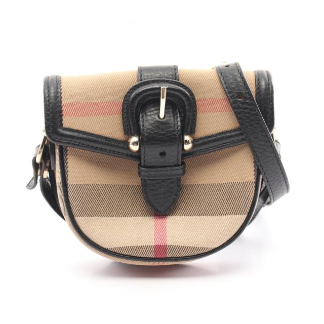 BURBERRYショルダーバッグ　ノバチェック　プレート　キャンバス　レザー バーバリー BURBERRY ノバチェック レザー キャンバス