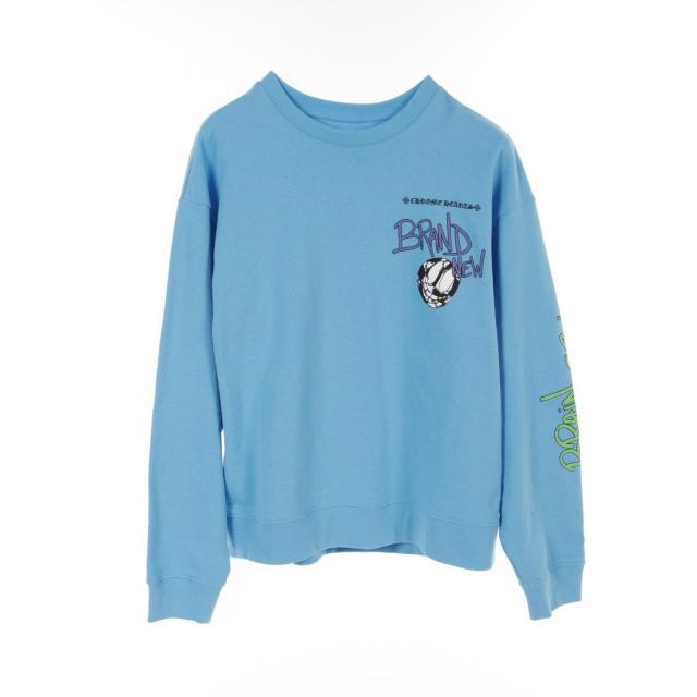 クロムハーツ サイズ:L  SWTSHRT PLVR 袖プリントプルオーバーパーカー 中古 SJ02 クロムハーツ Chrome コレクション Hearts SWTSHRT PLVR/プルオーバー