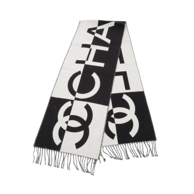 専用⭐︎新品　タグ付き　CHANEL ロゴマフラー 黒/白⭐︎ シャネル CHANEL ロゴ入りマフラー マフラー 衣料品 ウール レディース