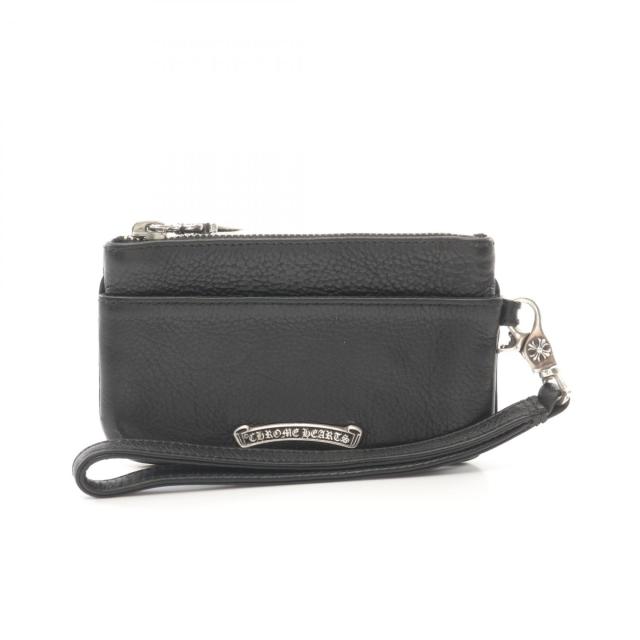 クロムハーツ CHROME HEARTS ZPR CHG WRISTLET チェンジパース クロスパッチ ケース 財布 レザー メンズ ブラック系 【中古】