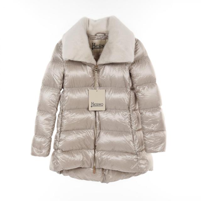HERNO 2WAY トレンチダウンコート 40 ベージュ フード ヘルノ Herno