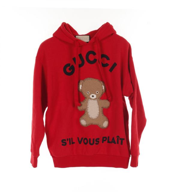 グッチ GUCCI テディベア パーカー 衣料品 トップス コットン レディース レッド系 / マルチカラー 717427 【中古】