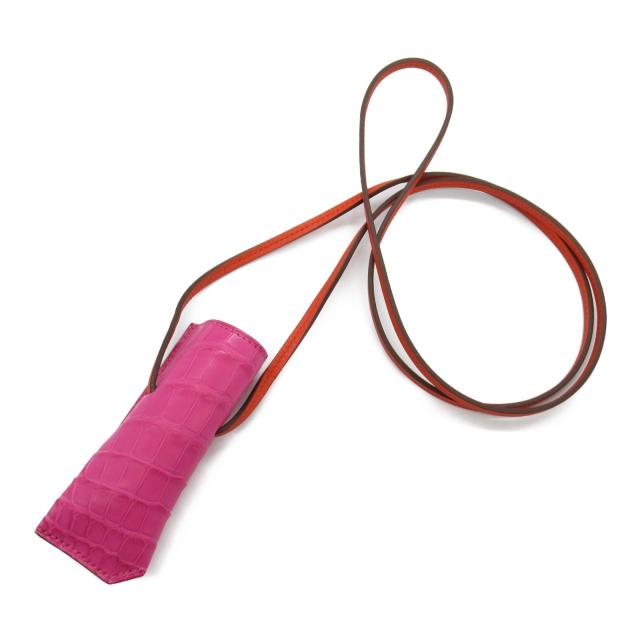 エルメス HERMES キスホルダー ローズティリアン アクセサリー レザー ヴォースイフト アリゲーターマット レディース ピンク系 ルージュピヴォ 【中古】