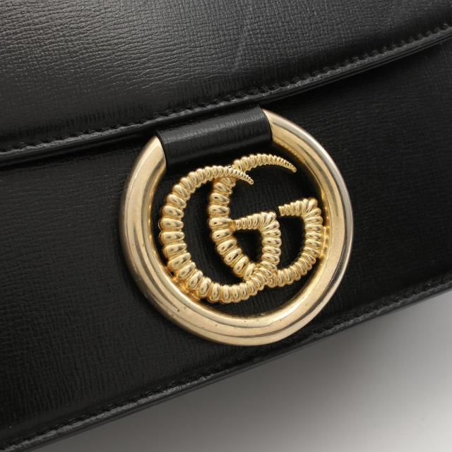 GUCCI グッチ GGロゴショルダーバッグ 589471 グレー レザー シンプル
