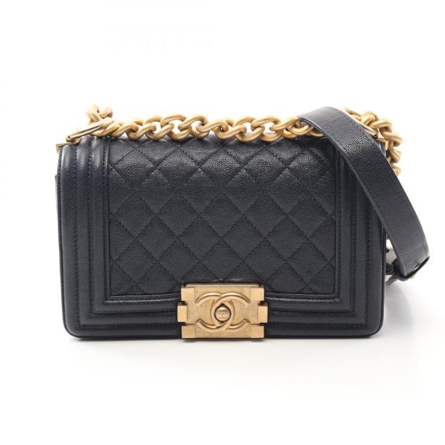 シャネル CHANEL ボーイシャネル スモール ショルダーバッグ バッグ レザー レディース ネイビー系 A67085 【中古】