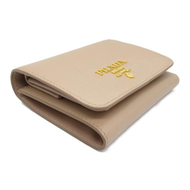 PRADA プラダ 三つ折り 財布 ベージュ 系 レザー