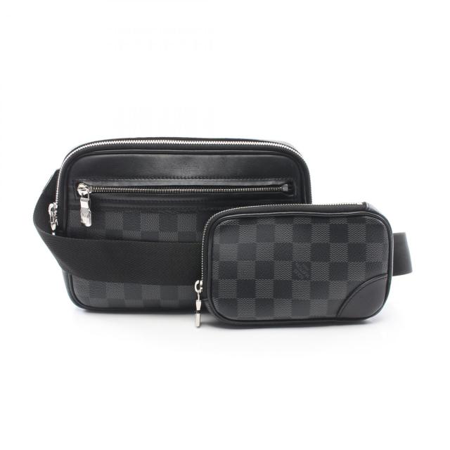 ルイ・ヴィトン LOUIS VUITTON スコット メッセンジャー ショルダーバッグ バッグ PVCコーティングキャンバス レザー ダミエ・グラフィット メンズ ブラック系 N50018 【中古】