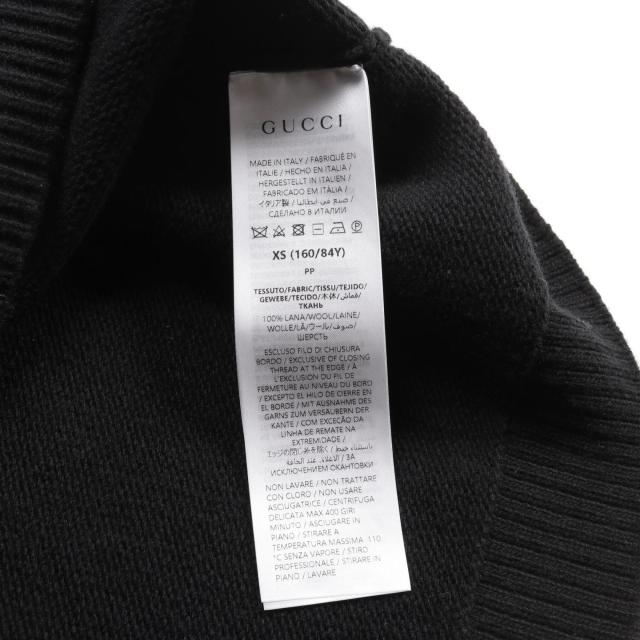 グッチ GUCCI インターシャ ウール トップ ニット ロゴ ウール ブラック 770072 レディース 中古 GUCCI - グッチ GUCCI インターシャ ウール トップ ニット 衣料
