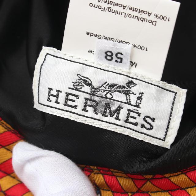 エルメス HERMES バケット ハット 帽子 シルク シルク