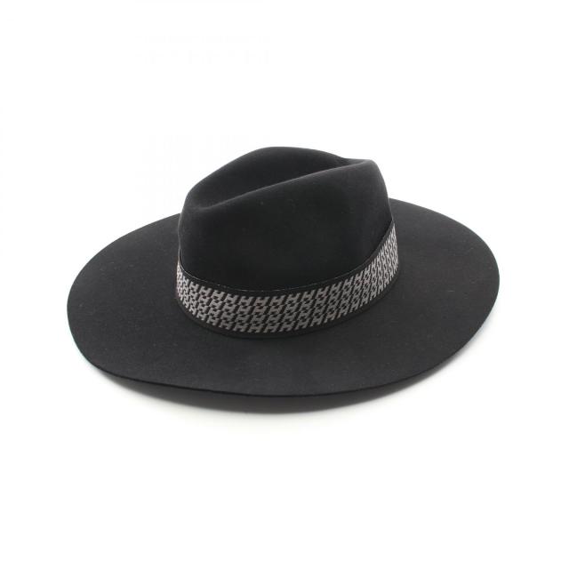 ★人気★エルメス　ネイビー ウール　フェルトハット リボン付き　サイズ57 ☆人気☆エルメスネイビー ウールフェルトハット リボン付きサイズ57