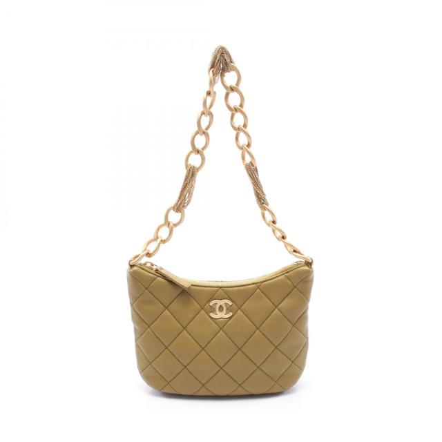 シャネル CHANEL スモールホーボー ショルダーバッグ バッグ レザー レディース カーキ系 AS3223 【中古】