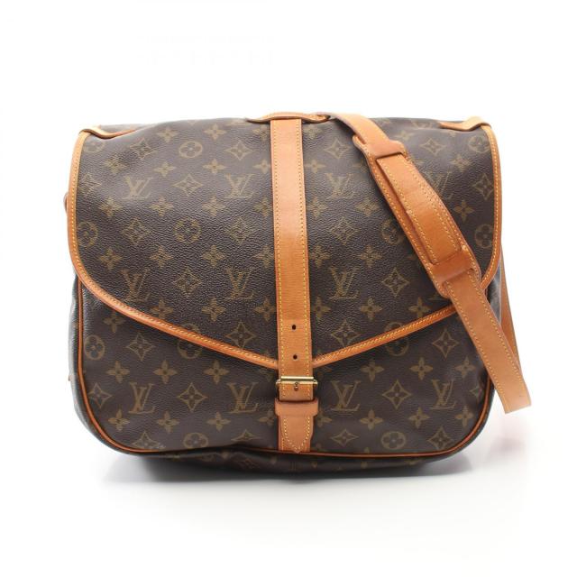 ルイ・ヴィトン LOUIS VUITTON ソミュール35 ショルダーバッグ バッグ PVCコーティングキャンバス レザー モノグラム レディース ブラウン系 M42254 【中古】