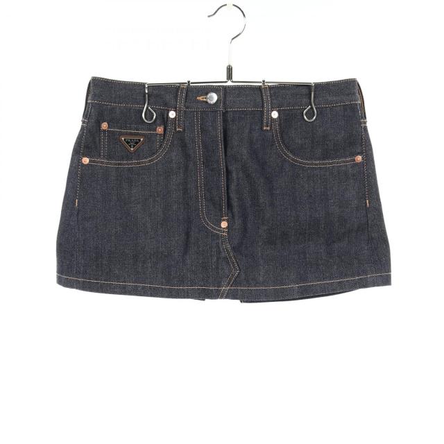 プラダ PRADA セルビッチデニム ミニスカート スカート 衣料品 ボトムス コットン レディース ネイビー系 【中古】