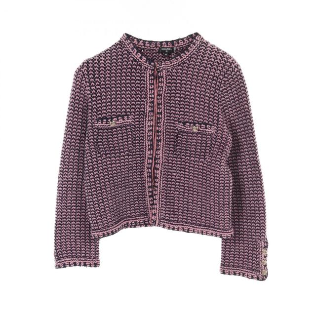 シャネル ココマーク ボタン カーディガン トップス P75 アパレル 衣類 36 カシミヤ ピンク パープル紫 40802112780