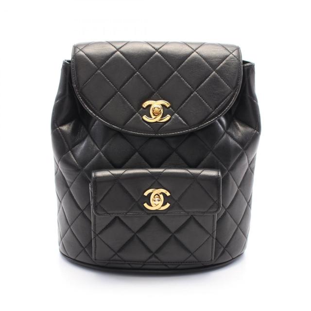シャネル CHANEL マトラッセ リュックサック バックパック バッグ ラムスキン（羊革） レディース ブラック系 A10177 【中古】