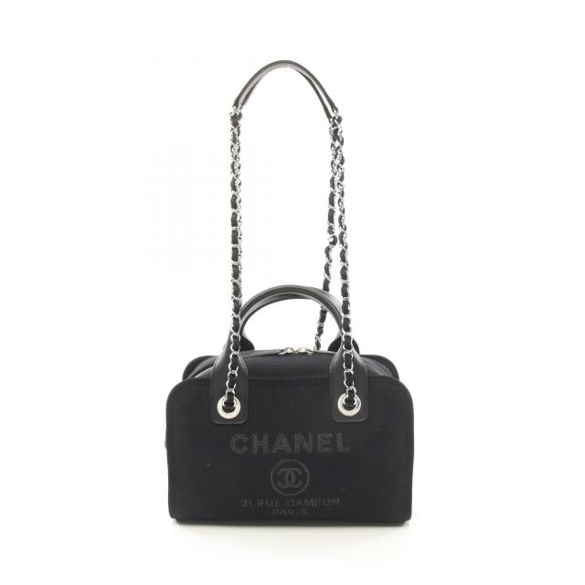 シャネル CHANEL ドーヴィル ボーリングバッグ ショルダーバッグ バッグ キャンバス レザー レディース ブラック系 A92749 【中古】